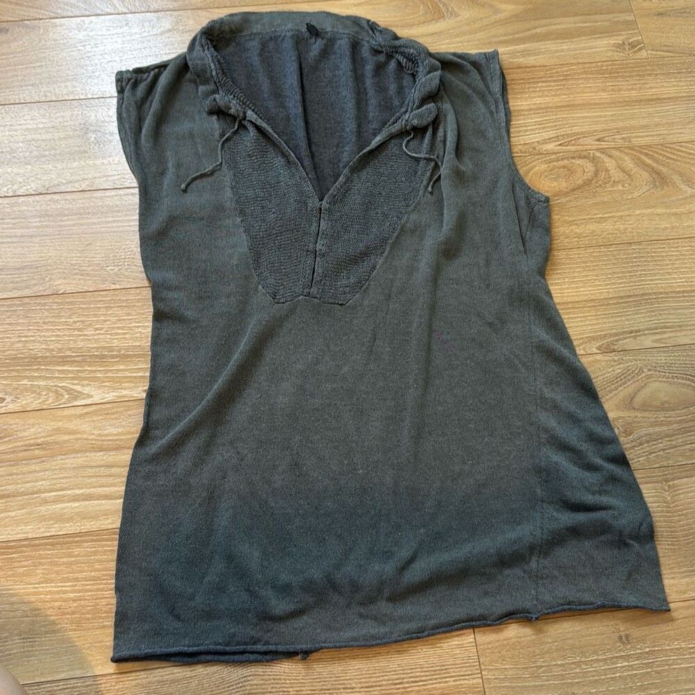 Tahari Linen Blend‎ Gray Top Size Medium